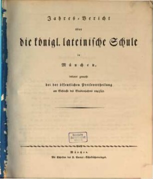 Jahres-Bericht über die Königliche Lateinische Schule in München. 1842/43
