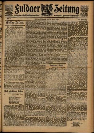 Erste Ausgabe vom Mittwoch, den 12. April 1905.