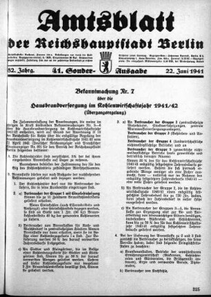 41. Sonderausgabe, 22. Juni 1941