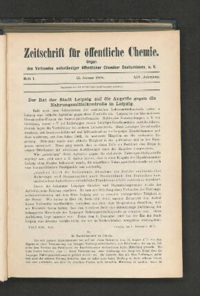 Heft I. 15. Januar 1908. XIV. Jahrgang.
