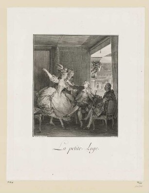 La Petite loge, Blatt 21 der Folge "Suites d'Estampes pour servier a l'Histoire du Costume en France dans le Dix-Huitième Siècle"