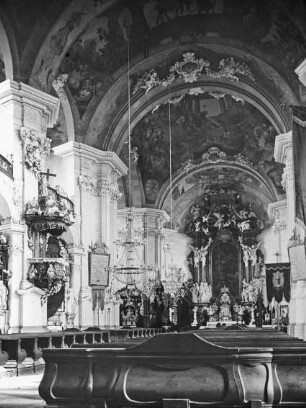 Krzeszów / Grüssau (Kamienna Góra); ehem. Zisterzienserabtei, Klosterkirche, nach Osten, Entwurf aus dem Kreis um K. I. Dientzenhofer oder Chr. Tausch; Leitung der Arbeiten J. A. Jentsch; Ausstattung F. M. Brokoff