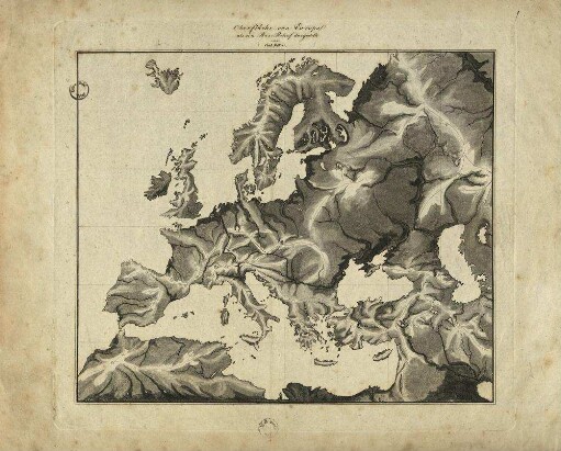 Oberfläche von Europa als ein Bas-Relief dargestellt