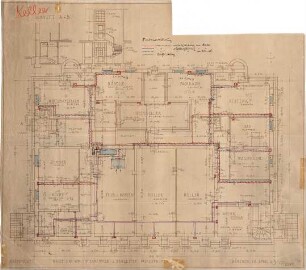 Fischer, Theodor; Nürnberg; Haus Adelsberger - Heizungsanlage (Grundriss Keller,; Schnitt