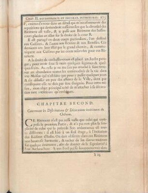 Chapitre Second. Concernant les Distributions & Décorations intérieures du Château.