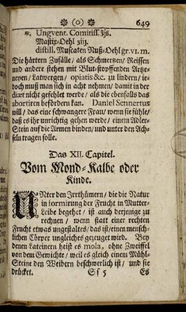 Das XII. Capitel. Vom Mond-Kalbe oder Kinde.