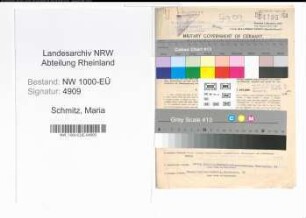 Entnazifizierung Maria Schmitz, geb. 23.12.1906 (Lehrerin)