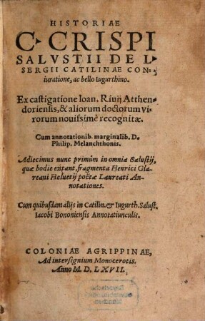 Historiae de L. S. Catilinae coniuratione