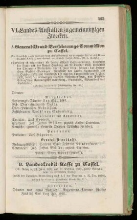 VI. Landes=Anstalten zu gemeinnuetzigen Zwecken.