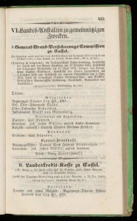 VI. Landes=Anstalten zu gemeinnuetzigen Zwecken.