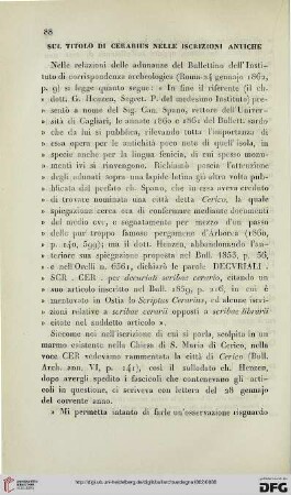 8: Sul titolo di Cerarius nelle iscrizioni antiche