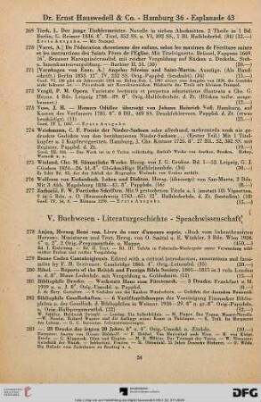 V. Buchwesen – Literaturgeschichte – Sprachwissenschaft (Nr. 278-349)