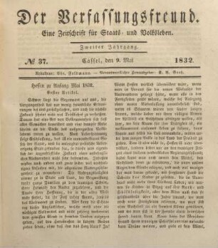 № 37. Cassel, den 9. Mai 1832.
