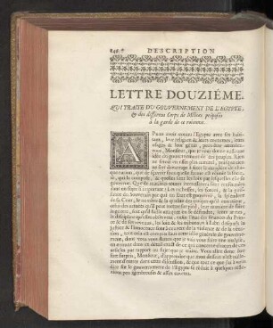 Lettre Douziéme. Qui traite du Gouvernement de l'Egypte