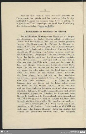 1. Photochemische Kenntnisse im Altertum