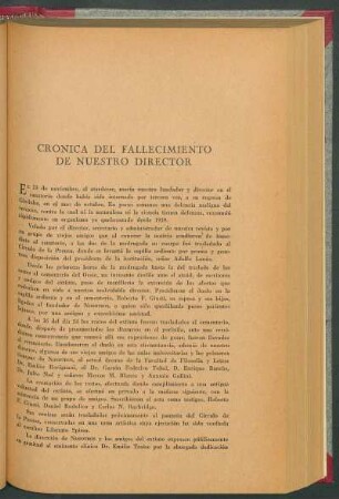 Crónica del fallecimiento de nuestro director