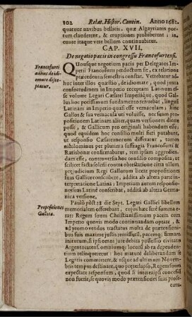 Cap. XVII. De negotio pacis in congressu Francofurtensi