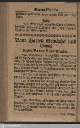 Vom Garten Gewächs und Gemüß