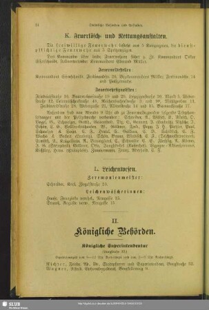 II. Behördenverzeichnis : II. Königliche Behörden