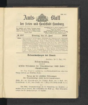 No.137, Dienstag, den 17. Juni 1919