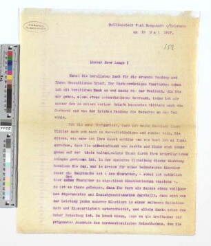 Brief an Wilhelm Laage