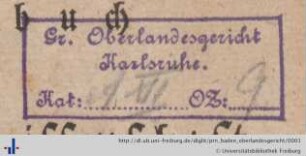 [Provenienz]: Baden Oberlandesgericht