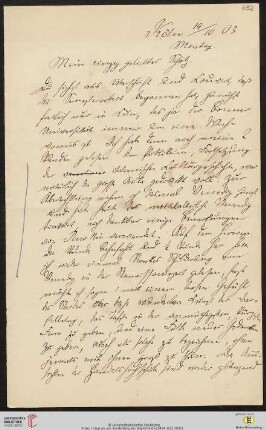 Heid. Hs. 3484,632: Nachlass Eberhard und Marie Luise Gothein - Briefe von Eberhard Gothein an Marie Luise Gothein: Brief von Eberhard Gothein an Marie Luise Gothein