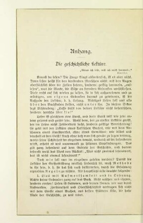 Anhang. Die geschichtliche Lektüre