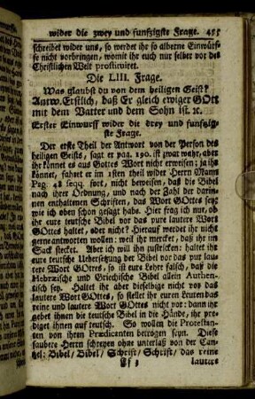 Die LIII. Frage. Was glaubst du von dem heiligen Geist?