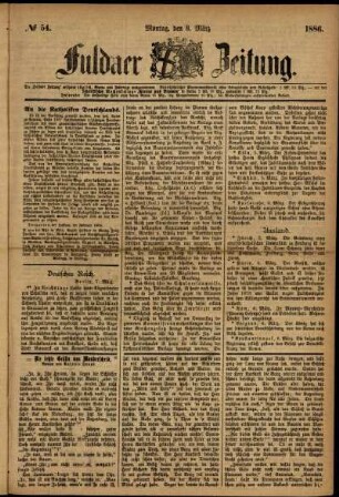 Ausgabe vom Montag, den 08. März 1886.
