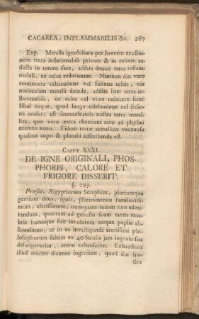 Caput XXXI. De Igne Originali, Phosphoris, Calore Et Frigore Disserit