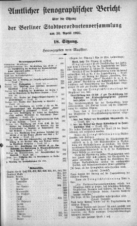 Sitzung 18., 30. April 1925