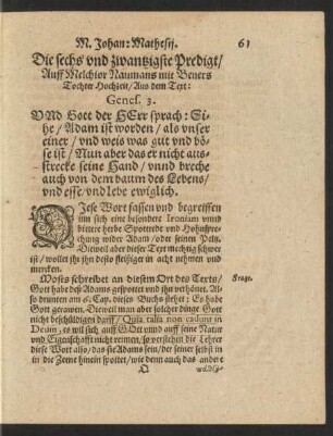Die sechs und zwantzigste Predigt/ ...