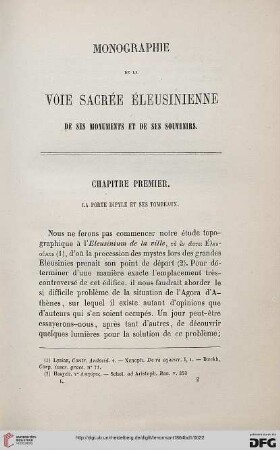 Chapitre premier: La Porte Dipyle et ses tombeaux