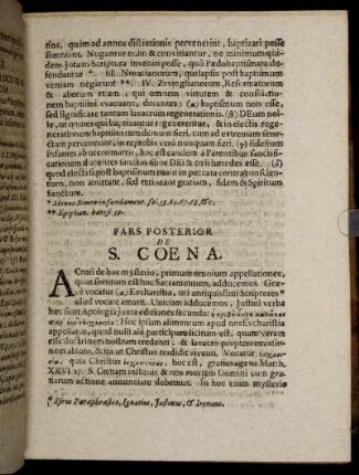 Pars Posterior De S. Coena. Thes. I. [-] Th. XV.