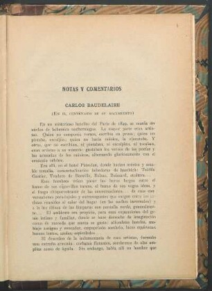Carlos Baudelaire : (En el centenario de su nacimiento)