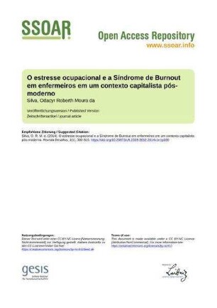 O estresse ocupacional e a Síndrome de Burnout em enfermeiros em um contexto capitalista pós-moderno