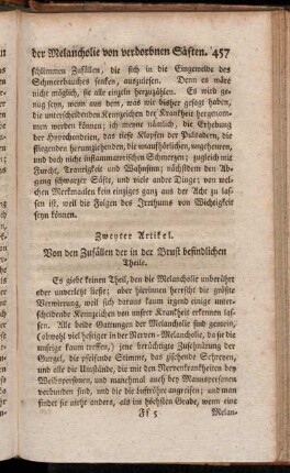 Zweyter Artikel. Von den Zufällen der in der Brust befindlichen Theile.