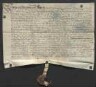 Hans Reinhardt und Hans Schnabel, Einwohner zu Elsenfeld (Elsaffen), bekunden am 8. Mai 1572, dass sie bereits im Jahr 1571 mit Simon Horn dem Älteren und dessen Sohn Philipp Horn für 900 Gulden die Kreuz- oder Ringelmühle an Hans Leonhard von Aulenbach, Amtmann zu Hausen, verkauft haben. Sie quittieren vor Zeugen die Bezahlung der Kaufsumme und übertragen das Gut mit Nennung der darauf lastenden Zinsen/Gülten. Ankündigung des Siegels von Melchior Hunger, Oberschultheiß zu Kleinwallstadt.