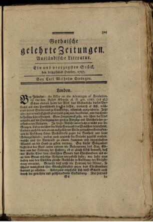 Ein und vierzigstes Stück, den dreyzehnten October, 1787.