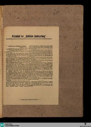 Badische Landes-Zeitung, Extrablatt der Badischen Landeszeitung