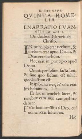 Quinta Homelia. Enarratio Evangelii Iohan: 1.