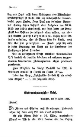 Siebenundzwanzigster Brief.