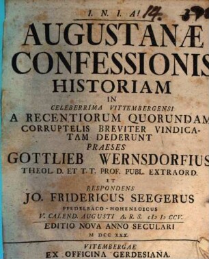 Augustanae Confessionis Historiam