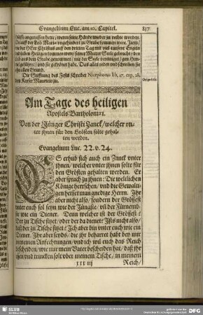Am Tage des heiligen Apostels Bartholomaei