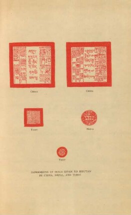 Impressions of seals given to Bhutan by China, Nepal, and Tibet