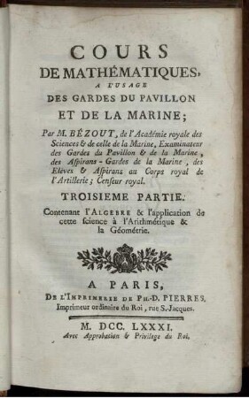 Partie 3: Cours de mathématiques. Troisième Partie
