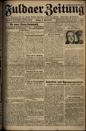 Erste Ausgabe vom Freitag, den 11. April 1930.