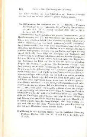 164 [Rezension] Hadorn, Wilhelm, Die Offenbarung des Johannes
