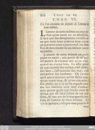 Chap. VI. Où l'on examine les defauts de l'amour de nous-mêmes.
